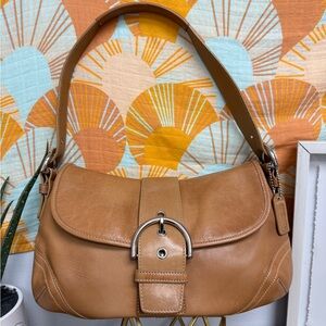 Vintage Coach Tan Brown Soho Buckle Flap 9248